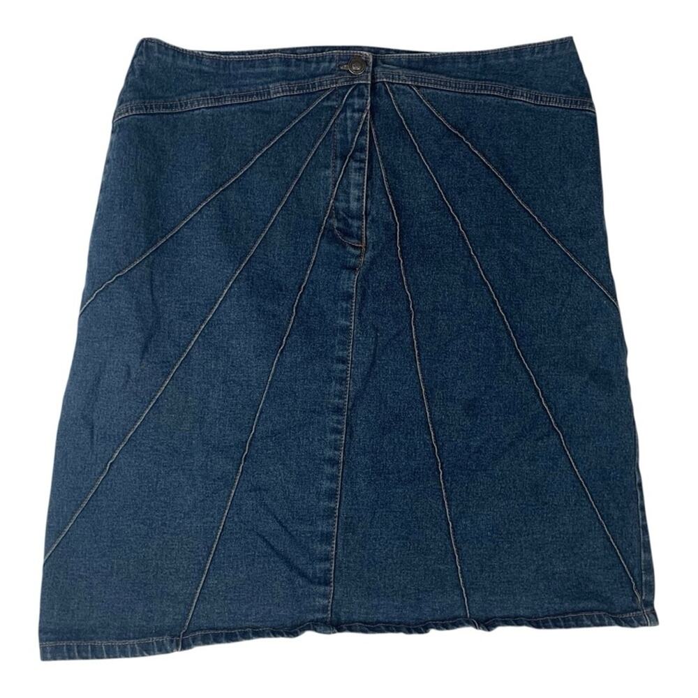 Faded Glory size 14 32 large y2k sunburst Blue A-Line Denim Skirt preppy cute ch